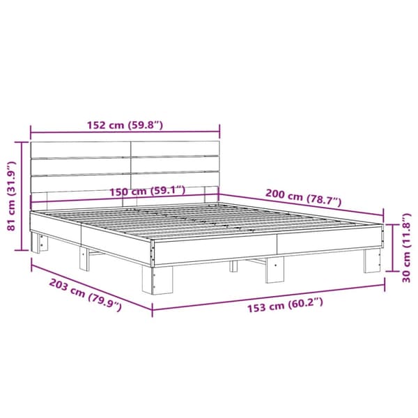 vidaXL Sengeramme svart 150x200 cm konstruert tre og metall