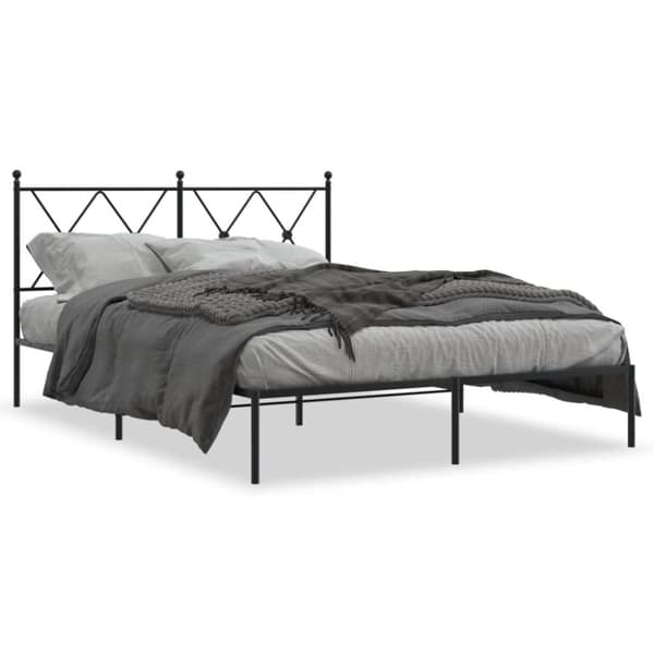 vidaXL sengeramme med sengegavl 135x190 cm metal sort