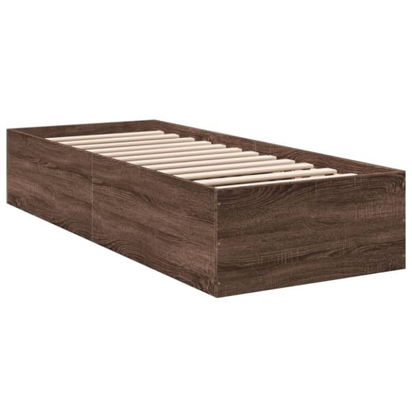 vidaXL sengeramme 90x190 cm konstrueret træ brun egetræsfarve