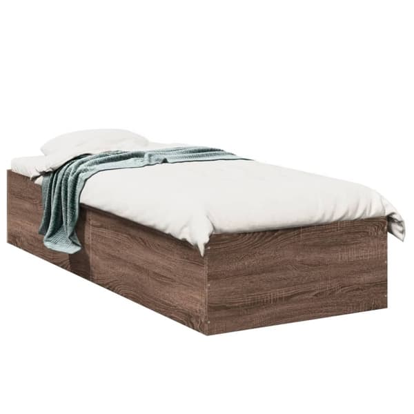 vidaXL sengeramme 90x190 cm konstrueret træ brun egetræsfarve
