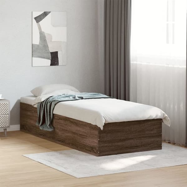 vidaXL sengeramme 90x190 cm konstrueret træ brun egetræsfarve