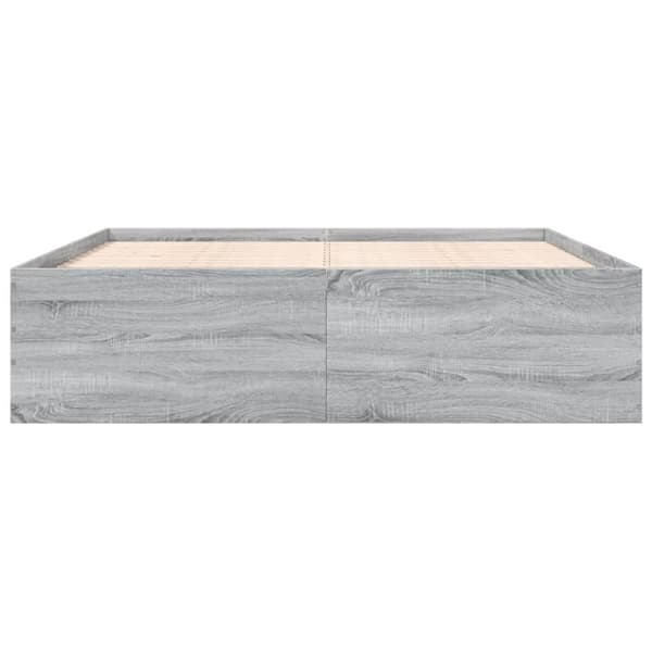 vidaXL Sengeramme grå sonoma 200x200 cm konstruert tre