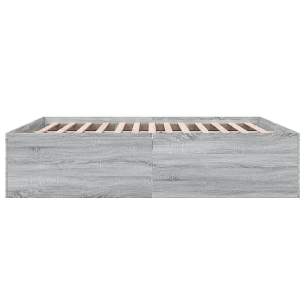 vidaXL Sengeramme grå sonoma 200x200 cm konstruert tre