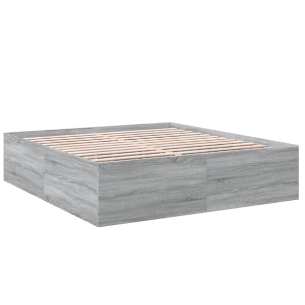 vidaXL Sengeramme grå sonoma 200x200 cm konstruert tre