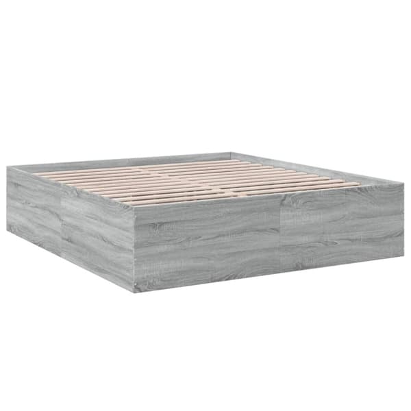 vidaXL Sengeramme grå sonoma 200x200 cm konstruert tre