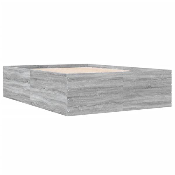 vidaXL sengestel 135x190 cm konstrueret træ grå sonoma-eg