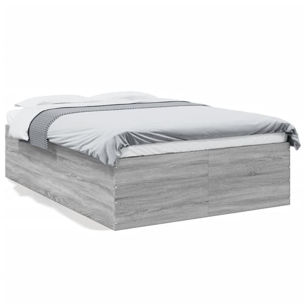 vidaXL sengestel 135x190 cm konstrueret træ grå sonoma-eg