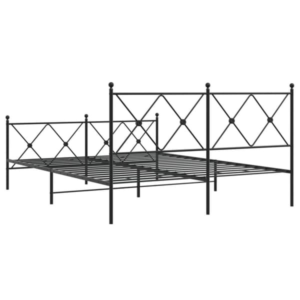 vidaXL Metallinen sängynrunko päädyillä musta 150x200 cm