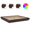 Miniatyrbillede 8 af 11: vidaXL sengeramme med LED-lys 200x200 cm konstrueret træ brunt eg