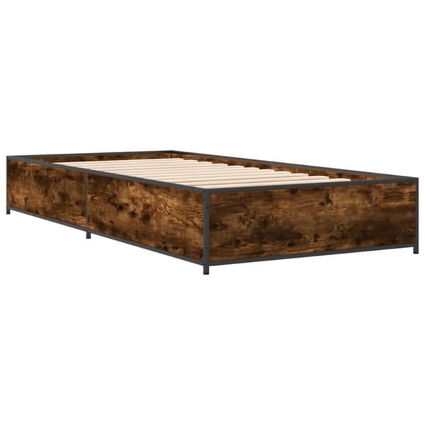 vidaXL Sängynrunko savutammi 90x200 cm tekninen puu ja metalli