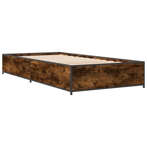 vidaXL Sängynrunko savutammi 90x200 cm tekninen puu ja metalli