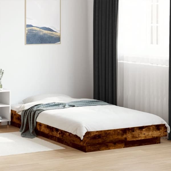 vidaXL Sengeramme røkt eik 90x200 cm konstruert tre