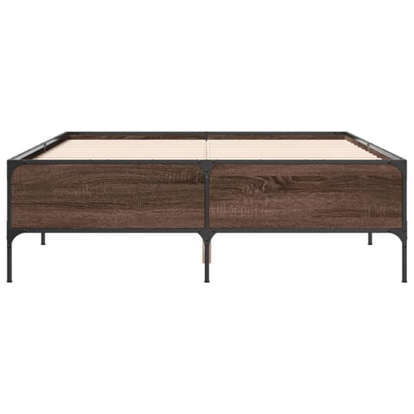 vidaXL Sengeramme brun eik 120x190 cm konstruert tre og metall