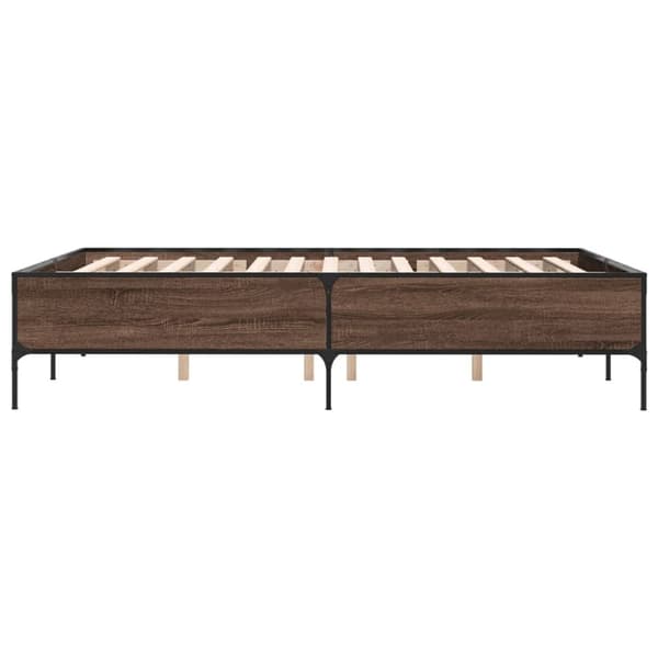 vidaXL Sengeramme brun eik 120x190 cm konstruert tre og metall