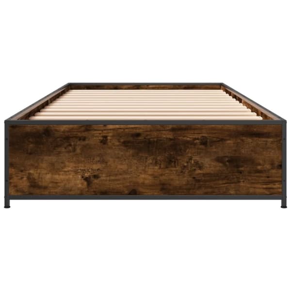 vidaXL Sengeramme røkt eik 90x190 cm konstruert tre og metall