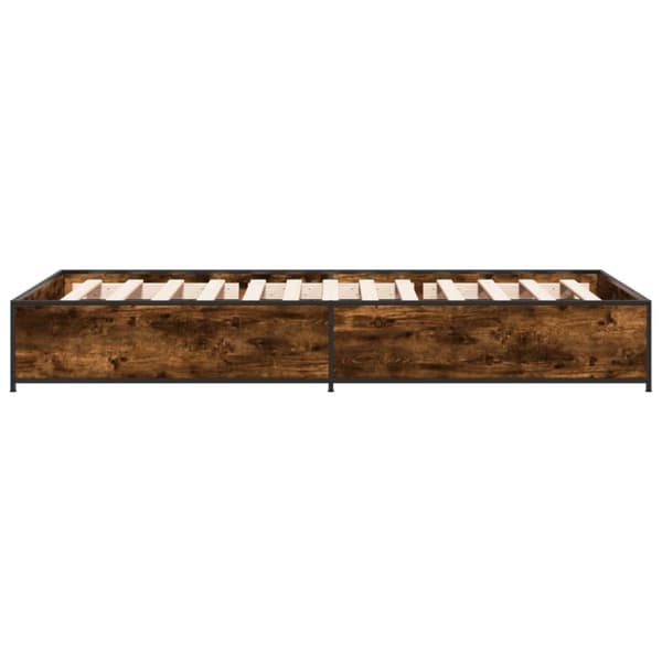 vidaXL Sengeramme røkt eik 90x190 cm konstruert tre og metall
