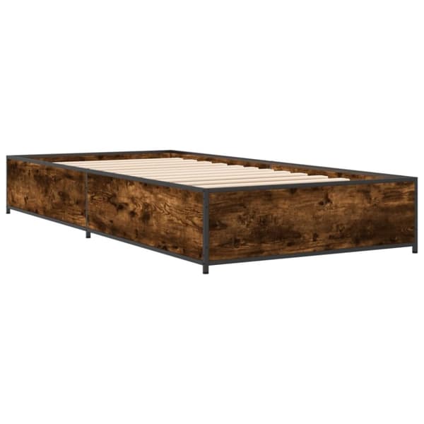 vidaXL Sengeramme røkt eik 90x190 cm konstruert tre og metall
