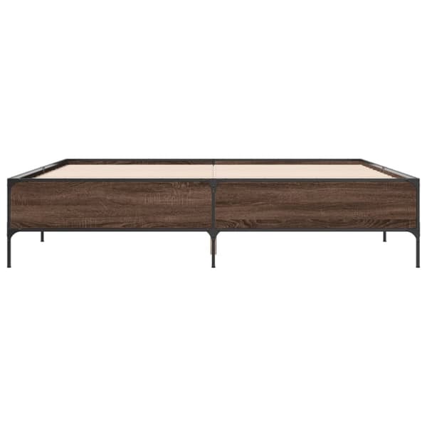vidaXL Sengeramme brun eik 180x200 cm konstruert tre og metall