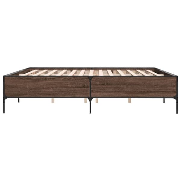 vidaXL Sengeramme brun eik 180x200 cm konstruert tre og metall