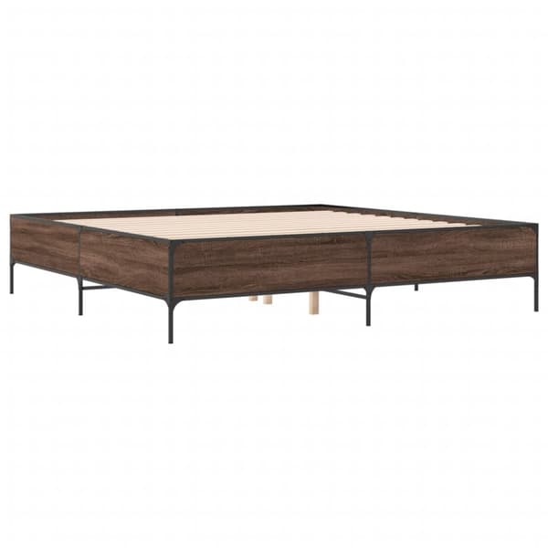 vidaXL Sengeramme brun eik 180x200 cm konstruert tre og metall