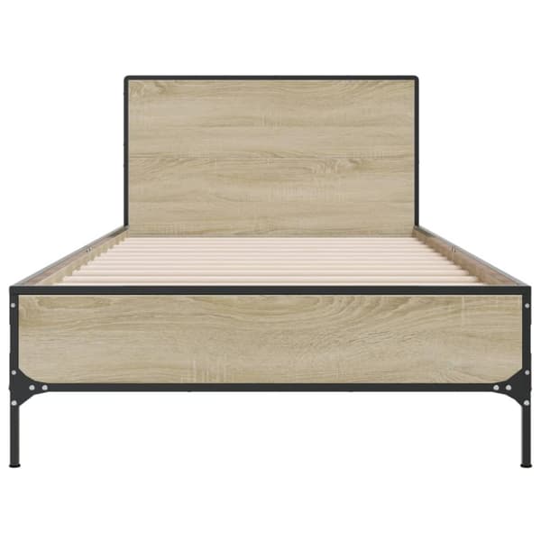 vidaXL Sengeramme sonoma eik 90x200 cm konstruert tre og metall