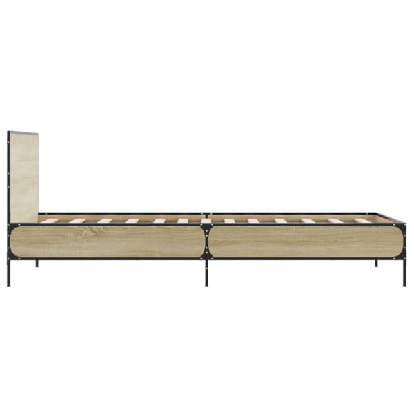 vidaXL Sängynrunko Sonoma-tammi 90x200 cm tekninen puu ja metalli