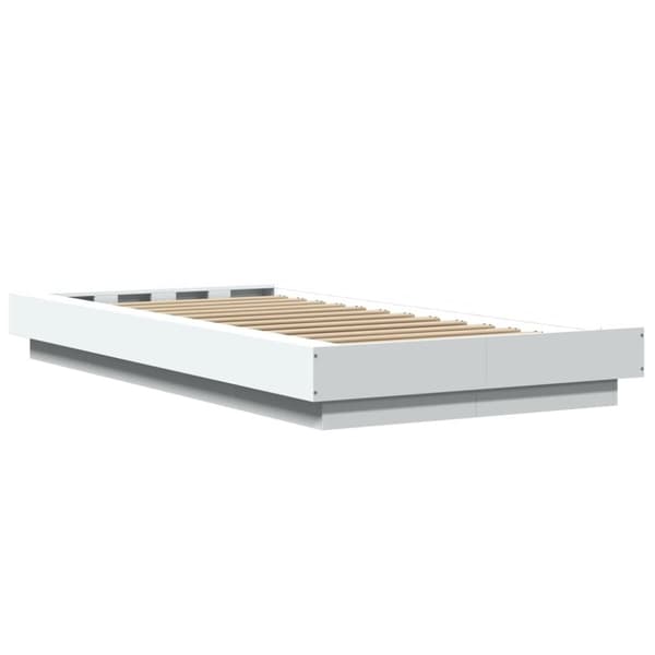 vidaXL Sängynrunko LED-valoilla valkoinen 100x200 cm tekninen puu