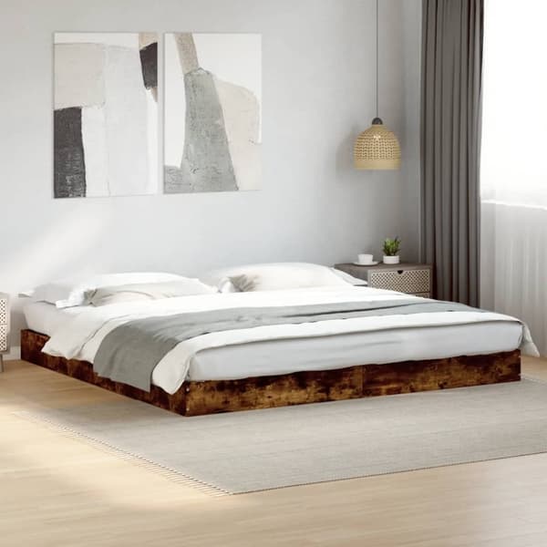 vidaXL Sängram rökfärgad ek 180x200 cm konstruerad trä