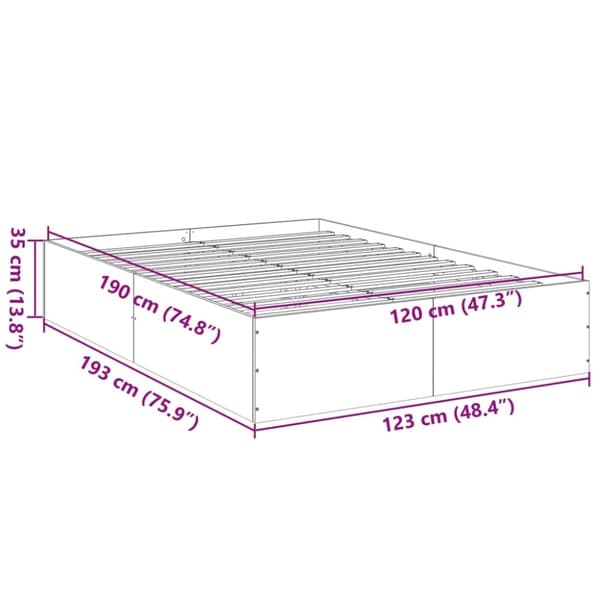 vidaXL Sengeramme brun eik 120x190 cm konstruert tre
