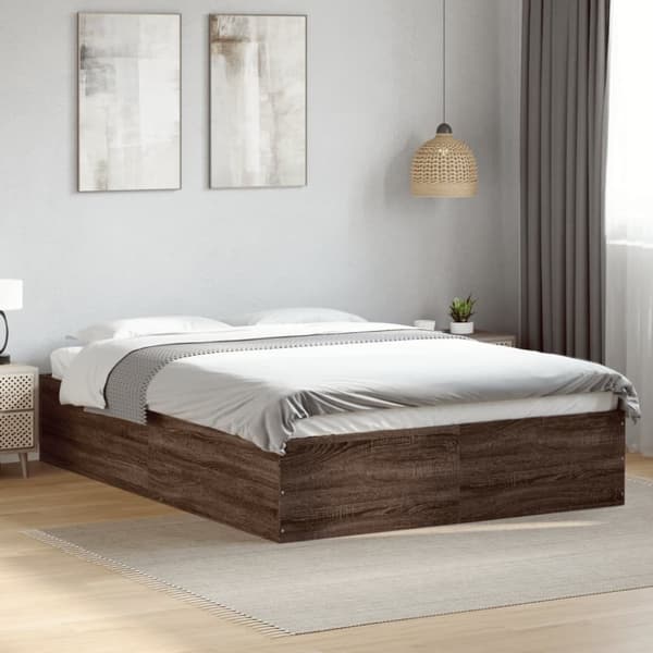 vidaXL Sengeramme brun eik 120x190 cm konstruert tre