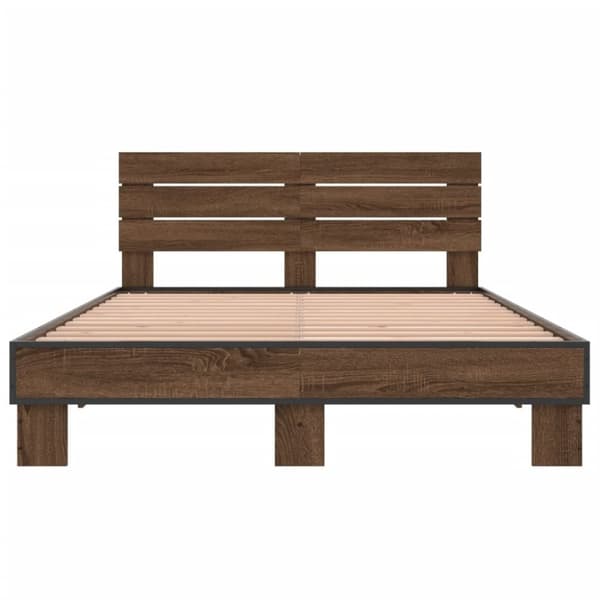 vidaXL Sengeramme brun eik 120x190 cm konstruert tre og metall