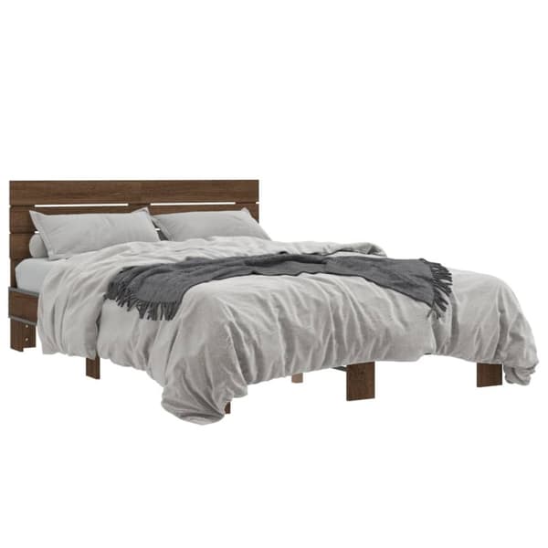 vidaXL Sengeramme brun eik 120x190 cm konstruert tre og metall