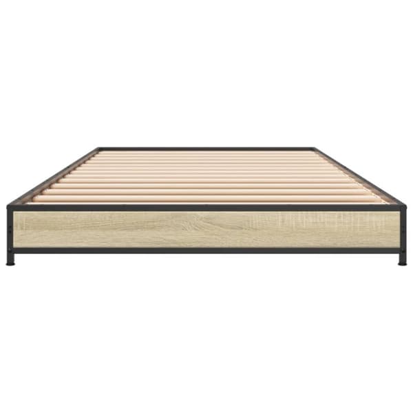 vidaXL Sängram sonoma-ek 100x200 cm konstrueradt trä och metall