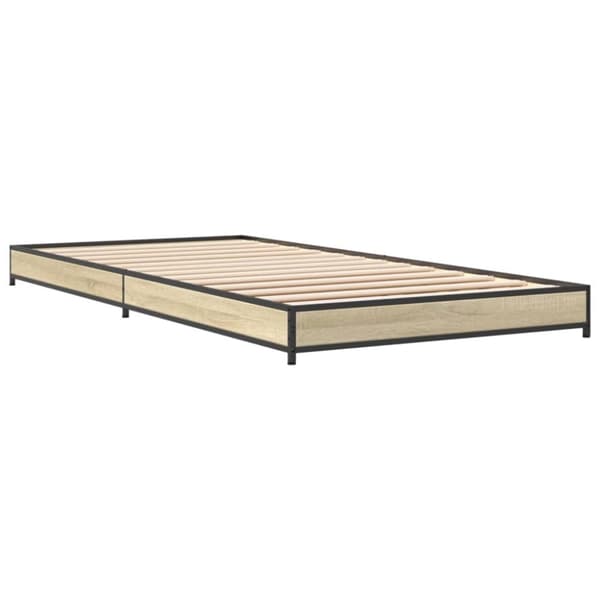 vidaXL Sängram sonoma-ek 100x200 cm konstrueradt trä och metall