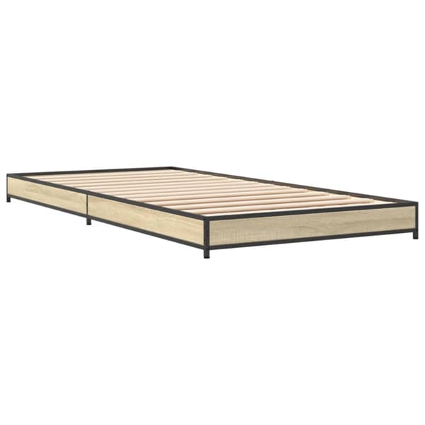 vidaXL Sängram sonoma-ek 100x200 cm konstrueradt trä och metall
