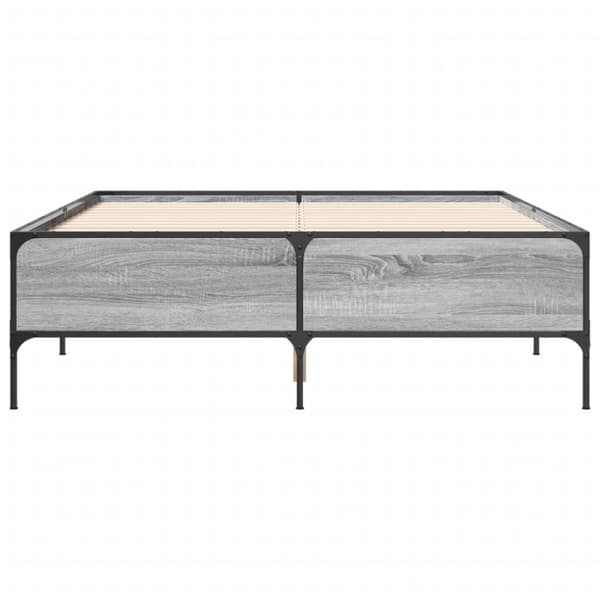 vidaXL sengestel 160x200 cm konstrueret træ og metal grå sonoma-eg