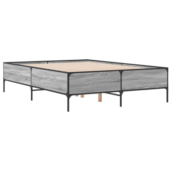 vidaXL sengestel 160x200 cm konstrueret træ og metal grå sonoma-eg