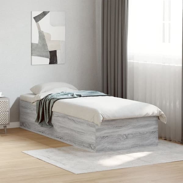vidaXL Sängynrunko harmaa Sonoma 90x190 cm tekninen puu