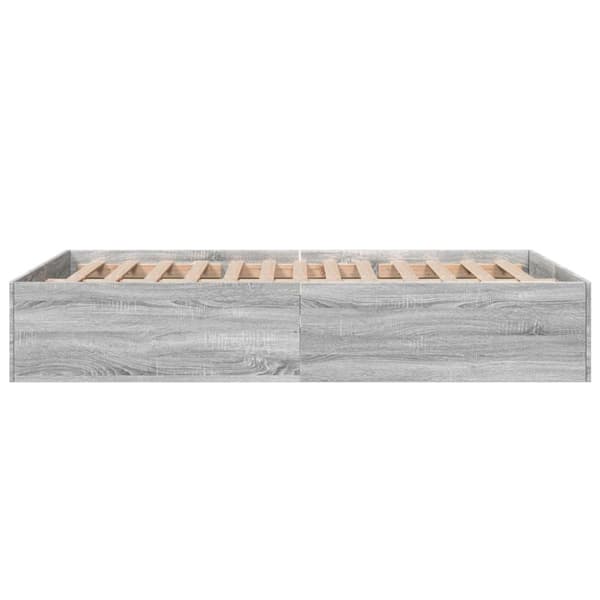 vidaXL sengestel 135x190 cm konstrueret træ grå sonoma-eg