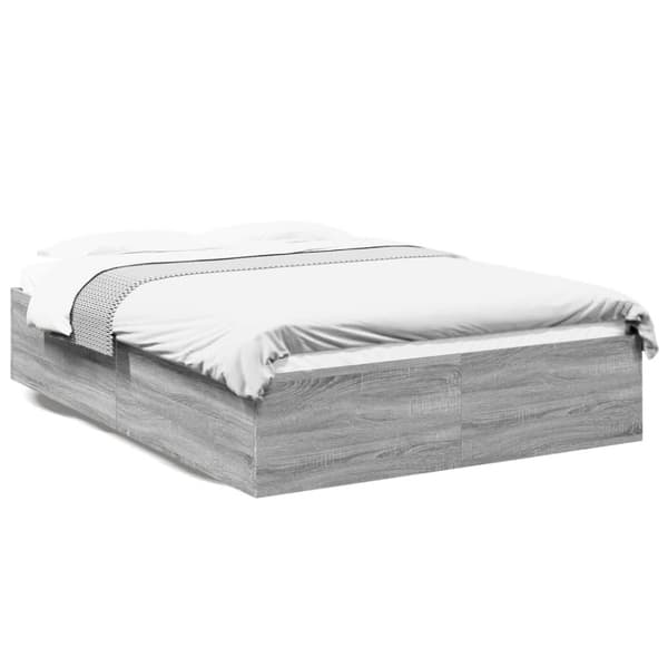 vidaXL sengestel 135x190 cm konstrueret træ grå sonoma-eg