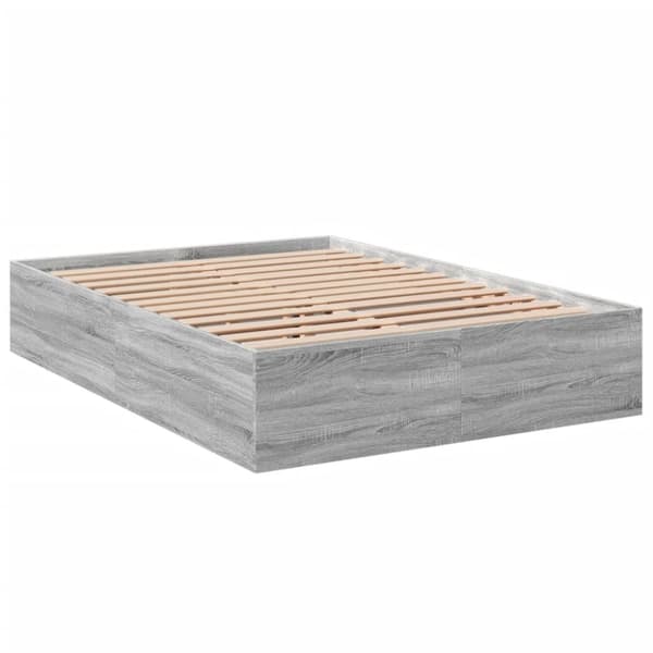 vidaXL sengestel 135x190 cm konstrueret træ grå sonoma-eg