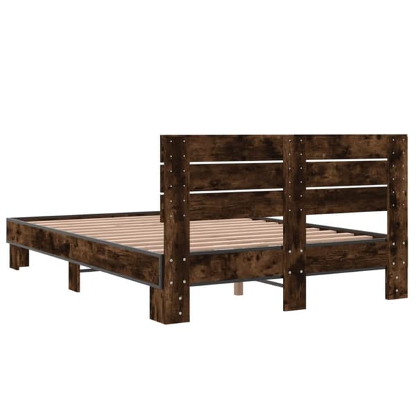 vidaXL sengestel 140x190cm konstrueret træ og metal røget egetræsfarve