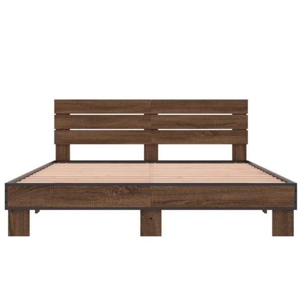 vidaXL Sengeramme brun eik 160x200 cm konstruert tre og metall