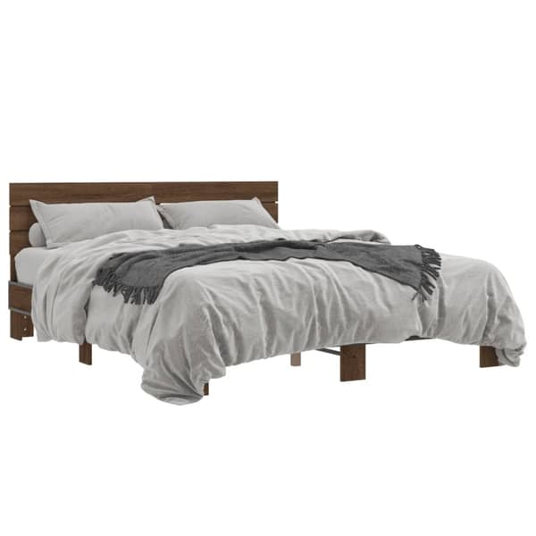 vidaXL Sengeramme brun eik 160x200 cm konstruert tre og metall