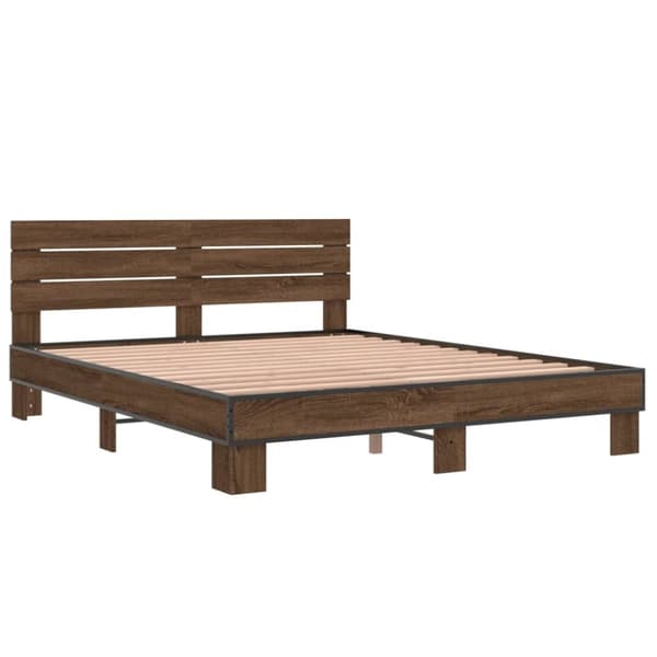 vidaXL Sengeramme brun eik 160x200 cm konstruert tre og metall