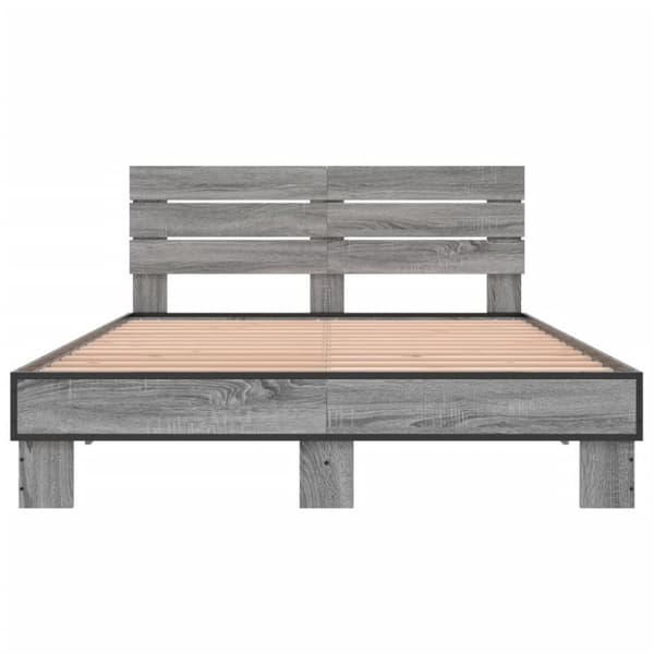 vidaXL Sengeramme grå sonoma 120x190 cm konstruert tre og metall