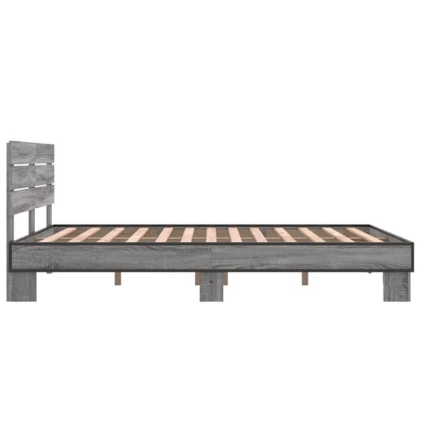 vidaXL Sengeramme grå sonoma 120x190 cm konstruert tre og metall