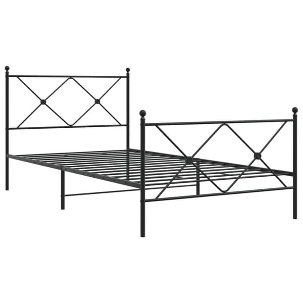 vidaXL sengeramme med sengegavl og fodgærde 107x203 cm metal sort