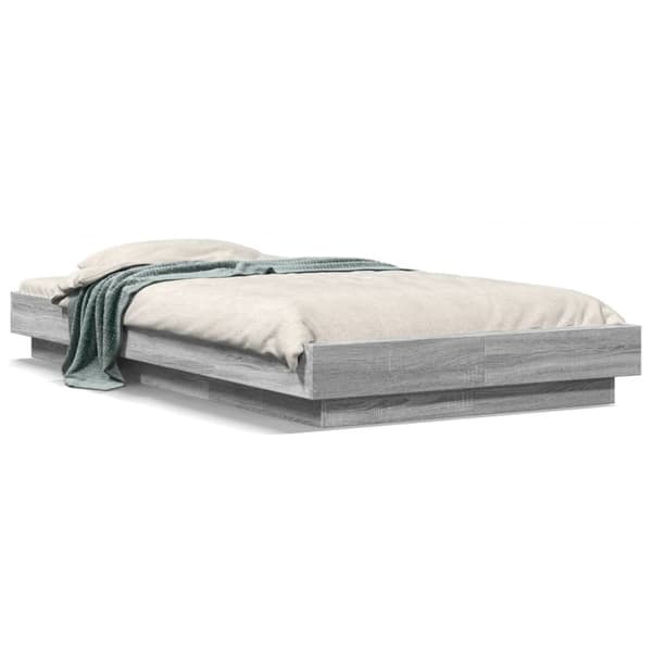 vidaXL sengeramme 90x200 cm konstrueret træ grå sonoma-eg