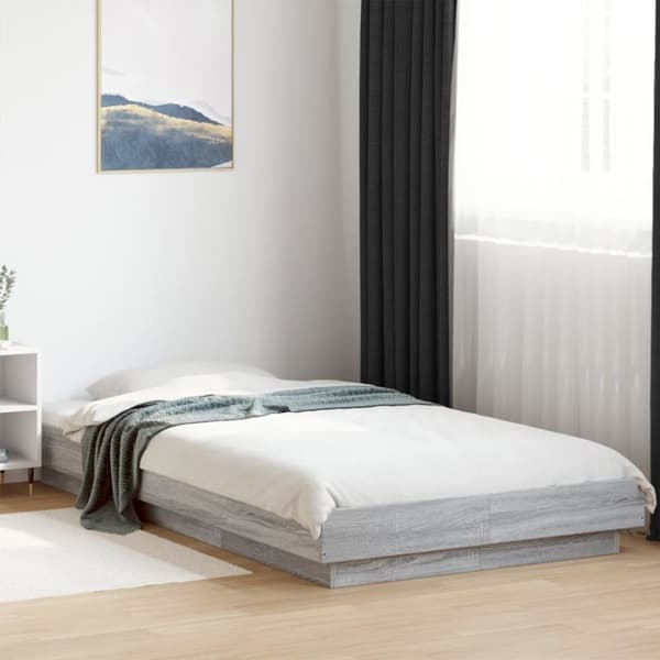 vidaXL sengeramme 90x200 cm konstrueret træ grå sonoma-eg